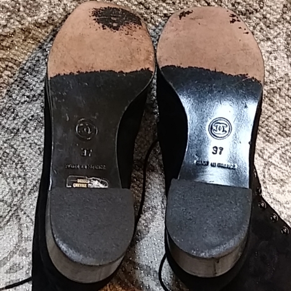 (SOLD)Chanel Classic Moto Combat Black Suede Boots - Picture 8 of 11